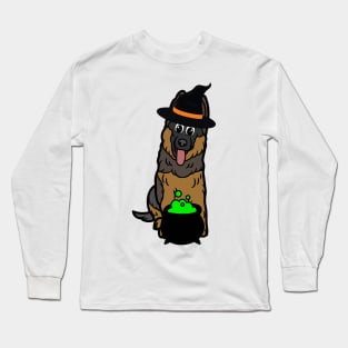 Funny Guard Dog is wearing a witch costume Long Sleeve T-Shirt